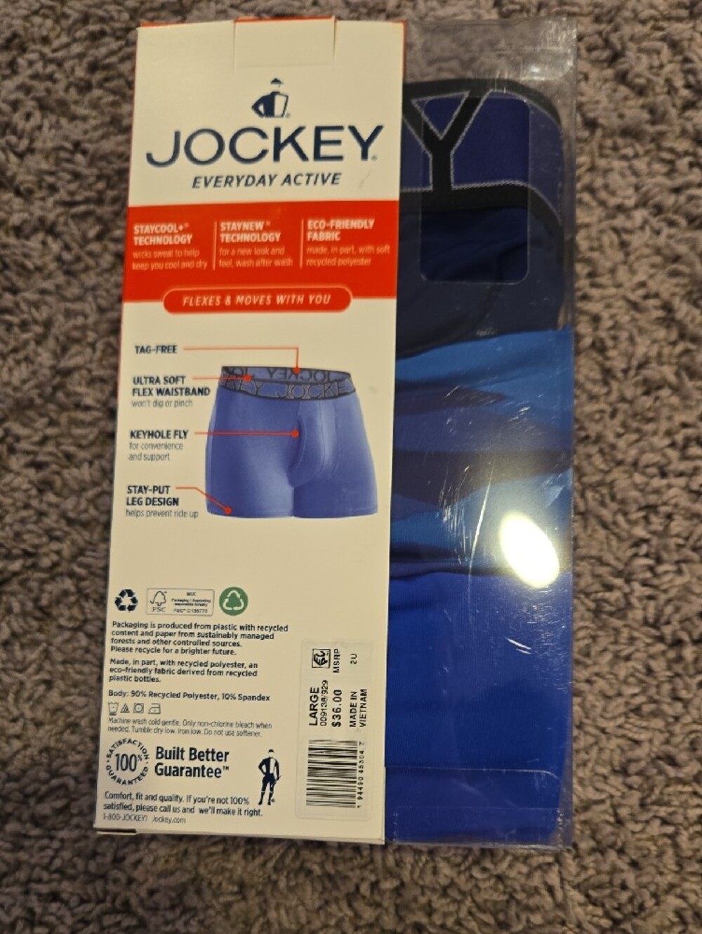 Jockey Men’s Royal Blue Microfiber Stretch Trunks - 3 Pack - Picture 2 of 2